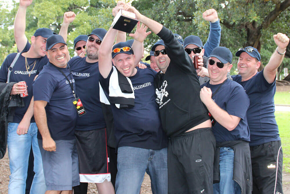Corporate team participating in an Amazing Race-style team-building event in Melbourne.